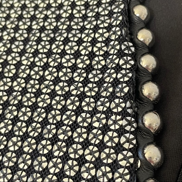 Nadine Merabi Katia Sequin Studded Plunging Mini Dress Silver Black Small - Picture 14 of 16